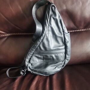 Sleek Black Leather Sling Bag